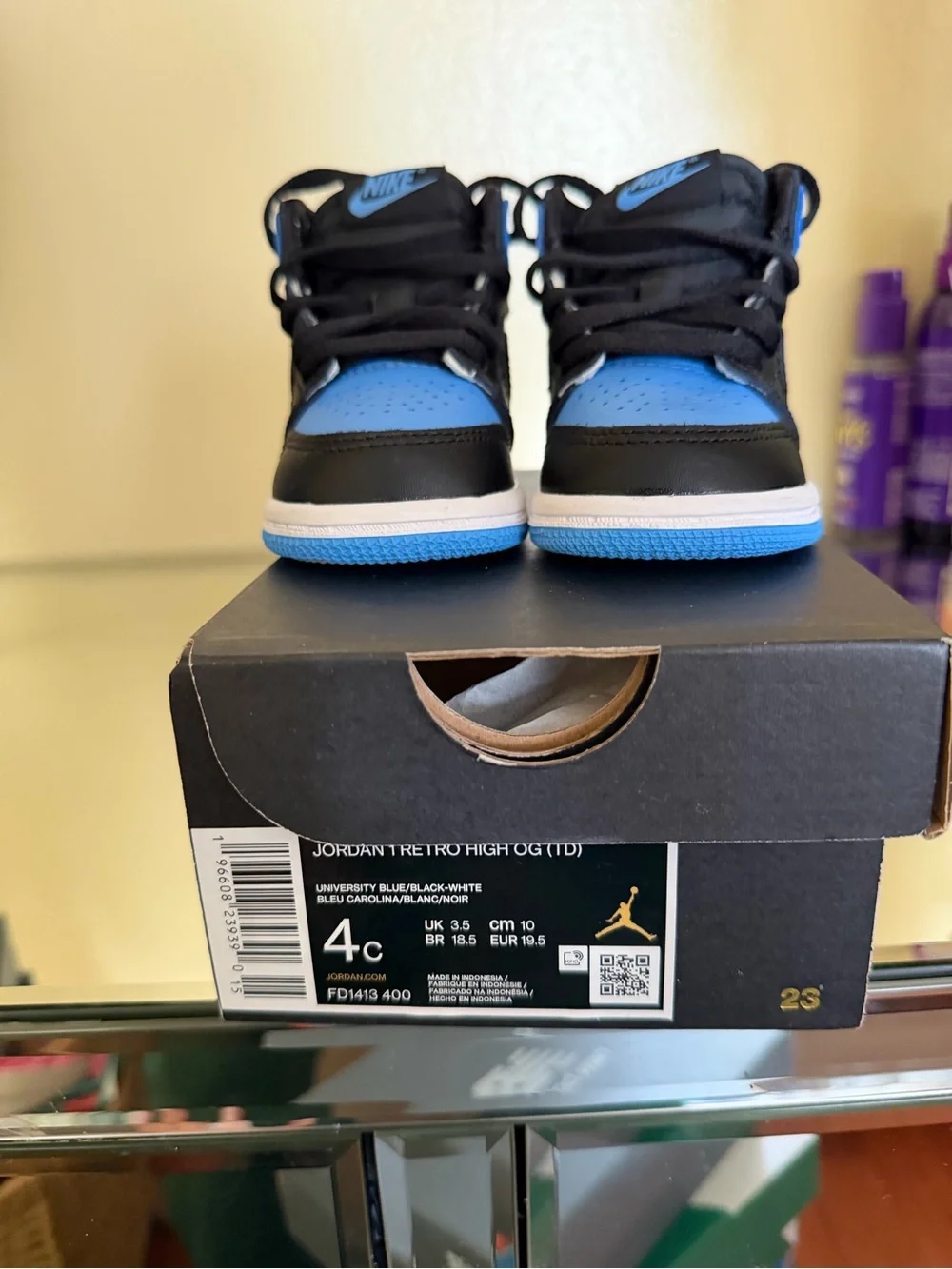 Nike Kids High-Top Sneakers in Black, White & Blue